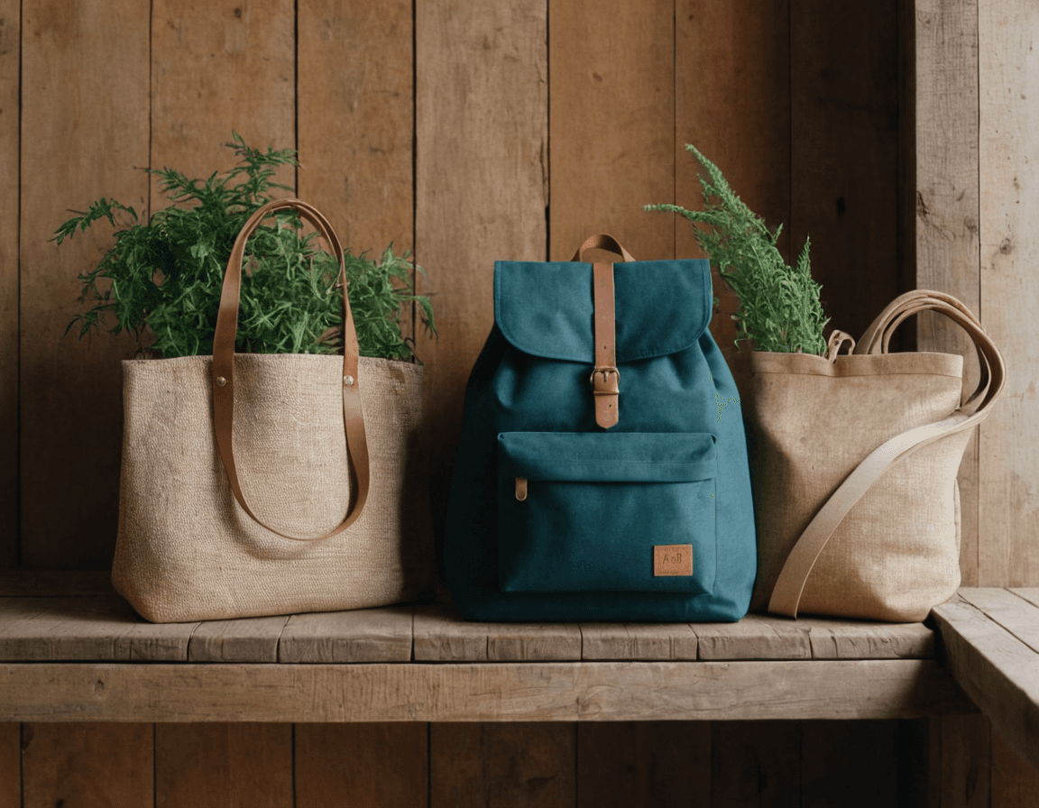 A vibrant, eye-catching image representing sustainable fashion and bags.
