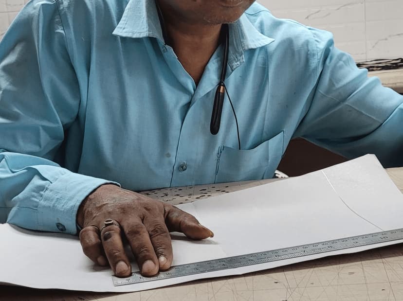 Close-up of pattern making process in our factory